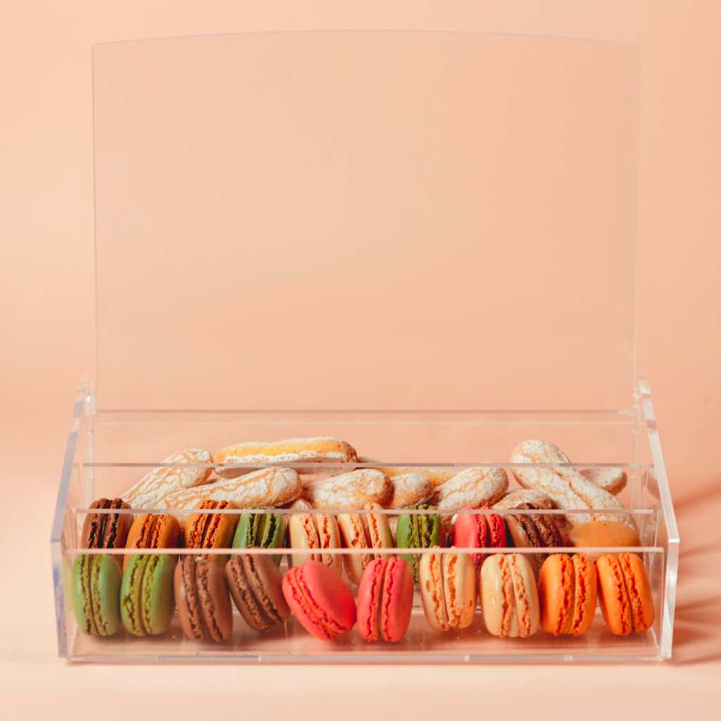 Cajas Acrilico para Macarrones, Galletas, Chocolates, Rosas, Cosmeticos, Regalo y Decoracion IA