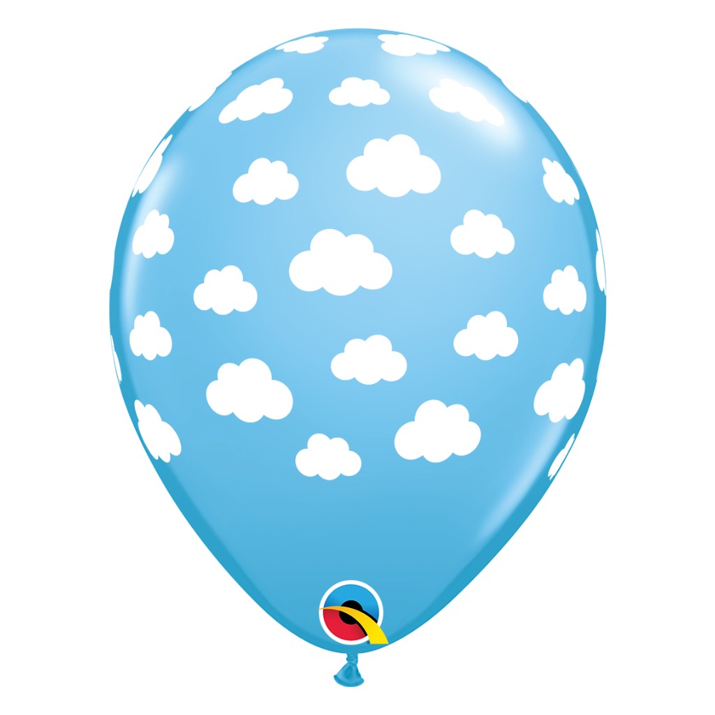 Globo Azul 11" Nubes para Fiestas o Eventos 10 pzas QUALATEx