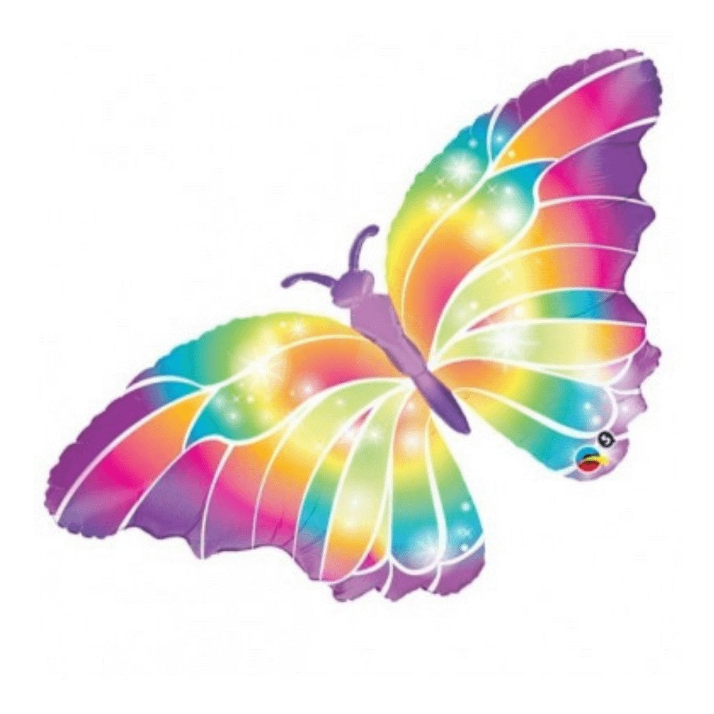 Globo Metálico de Mariposa Arcoiris Grande para Fiestas y Cumpleaños 44 / 112 cm 1 pza Ideática Gourmet