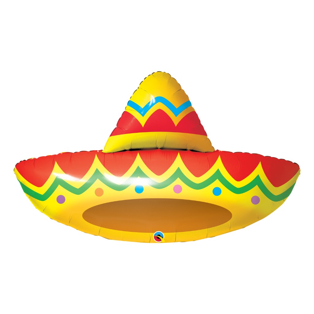 Globo Metalico de Sombrero Mexicano Grande para Fiestas y Cumpleaños 41 / 104 cm 1 pza QUALATEX