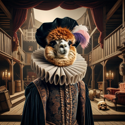 Top Ten Things to Do in The Berkshires in Summer: Your Ultimate Guide. An alpaca dressed like a shakespeare character stands in a round theater