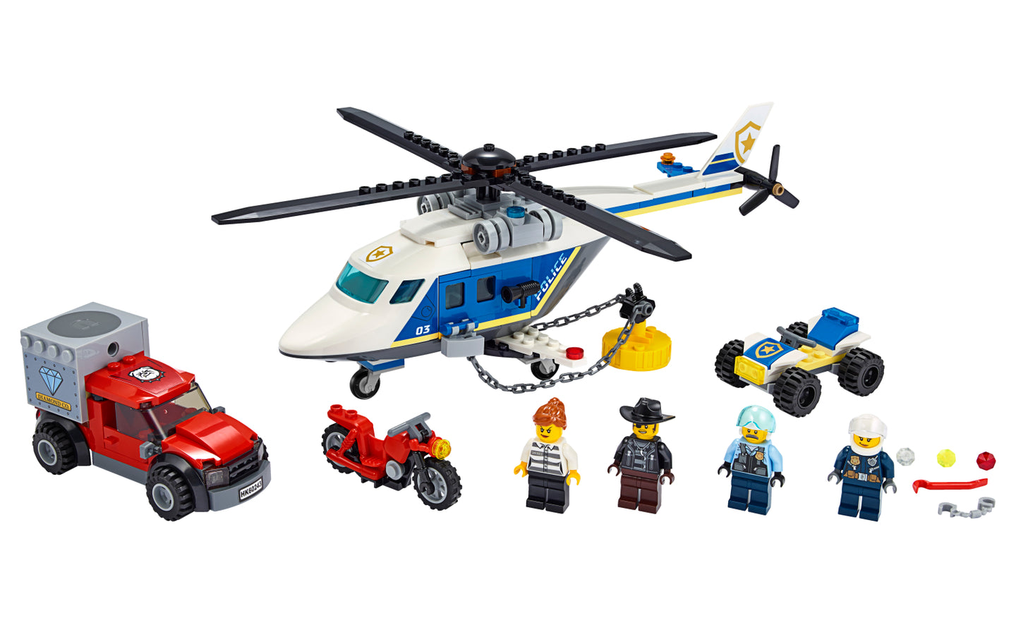 lego city police high speed chase car helicopter toy