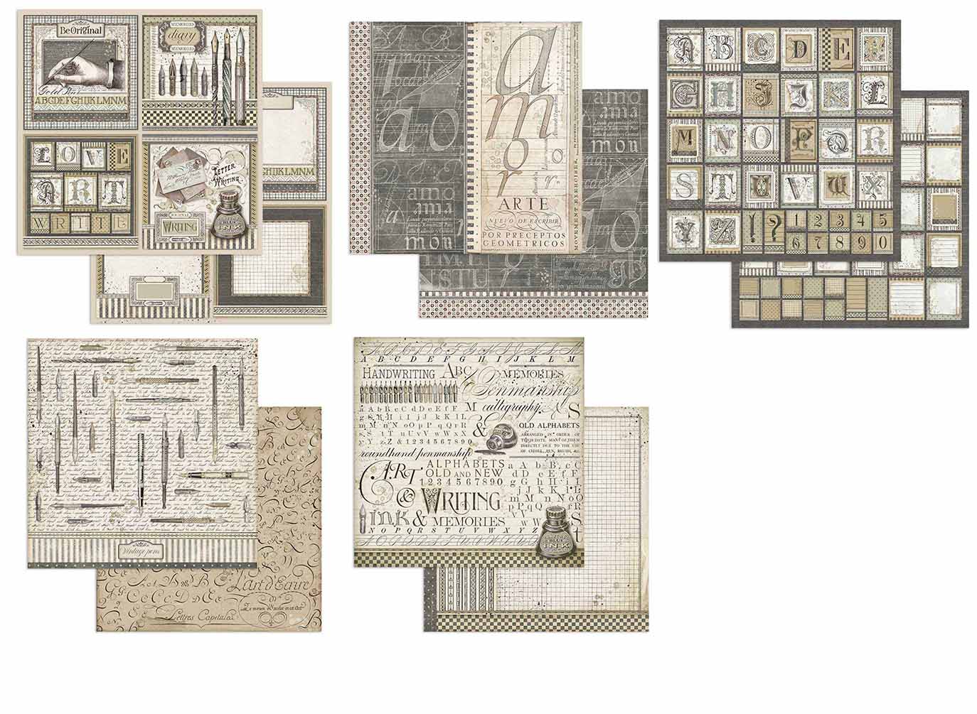 Stamperia Calligraphy - 12x12 , Single Sheets, double sided