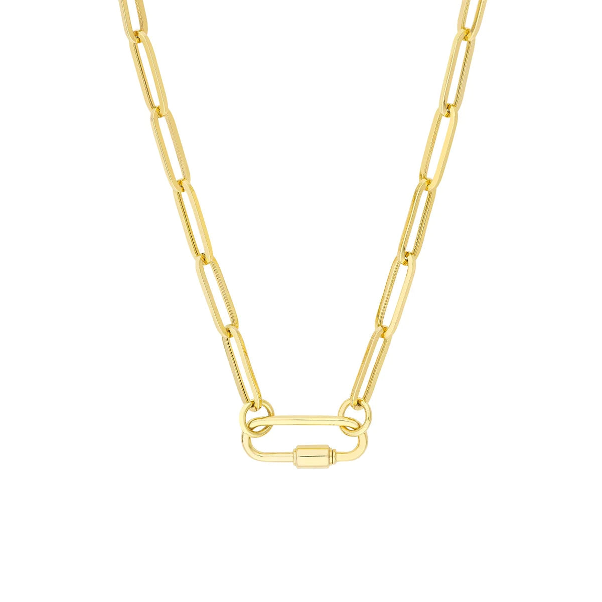 Yellow Gold Carabiner Lock Pendant - 14k Ribbed Clasp Opens Italy - Wilson  Brothers Jewelry
