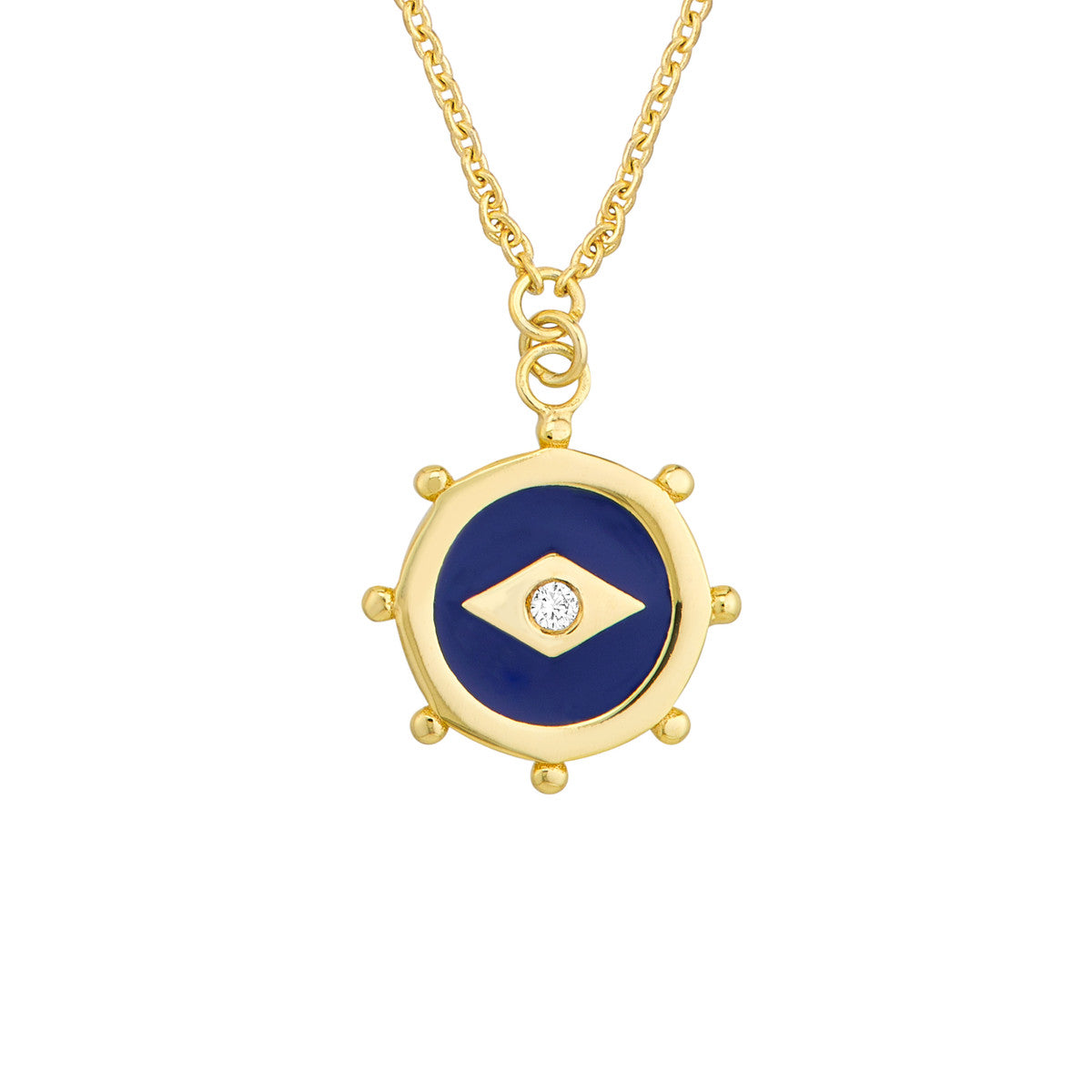 SALT. Fine Jewelry  BAGUETTE DIAMOND EVIL EYE NECKLACE