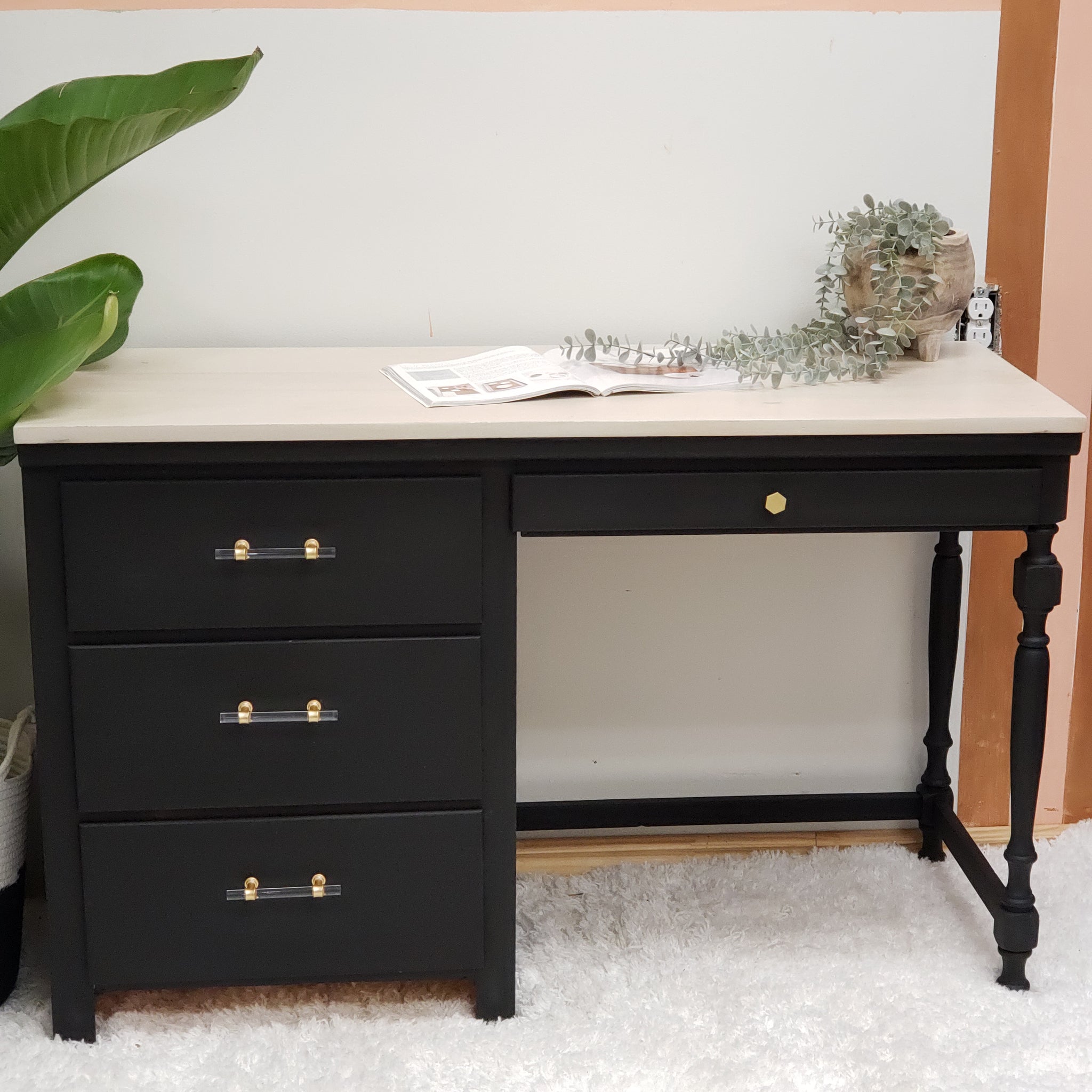 solid wood desk vanity