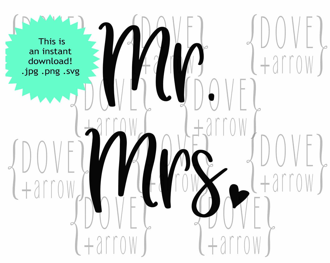 Download Mr And Mrs Wedding Svg Design File Dove And Arrow