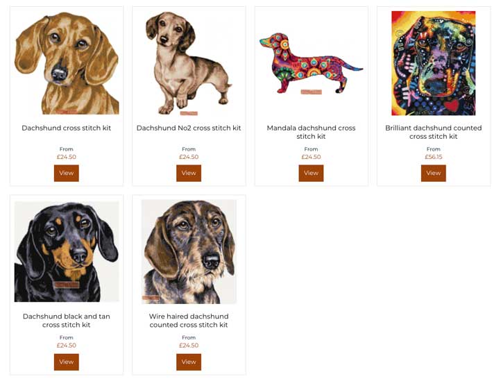 Dachshund cross stitch kits