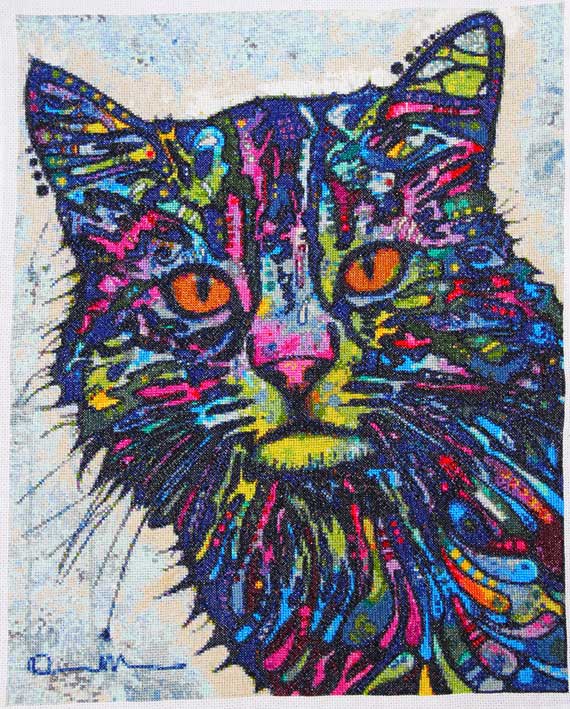 abstract cat cross stitch kit