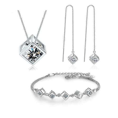 Crystal Cube Necklace Set