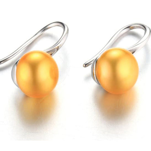 Sterling Silver Freshwater Pearl Earrings Golden