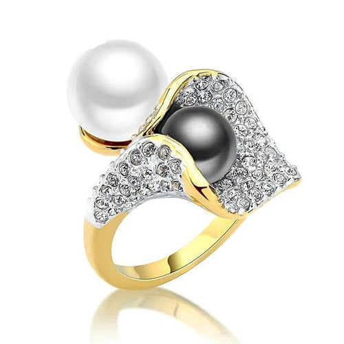 Grey Pearl Cocktail Ring Gold