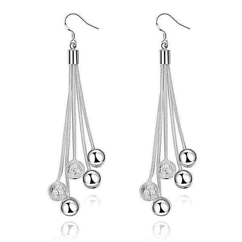Silver Plated Crystal Beads Earrings