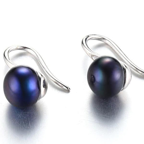 Sterling Silver Freshwater Pearl Earrings Black