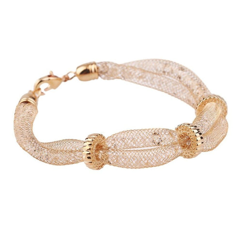 Gold Crystal Mesh Bracelet