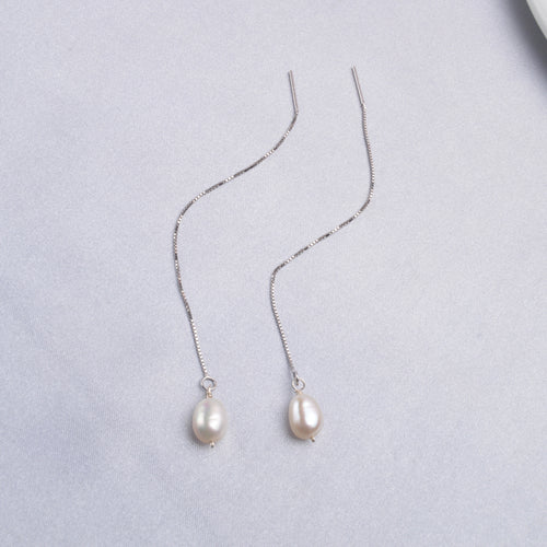 925 Sterling Freshwater Pearl Long Earrings