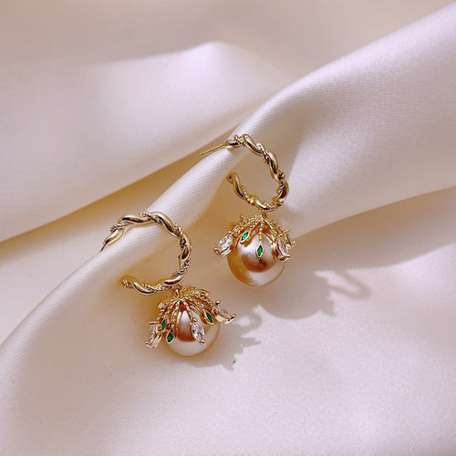 Grey Pearl Ball Drop Earrings