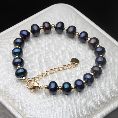 Natural Freshwater Pearl Black Bracelet