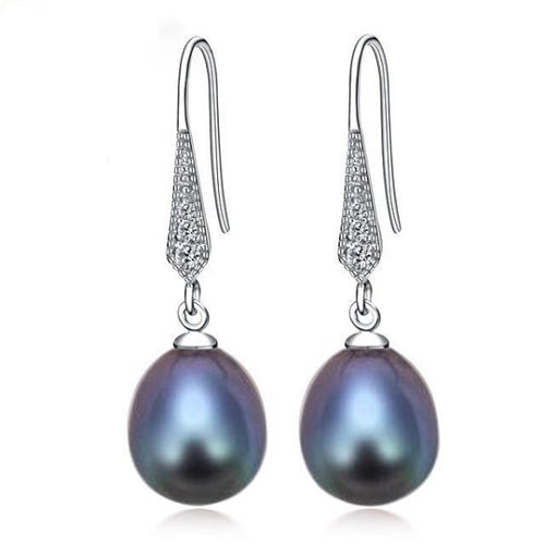 Freshwater Pearl Drop Earrings Black