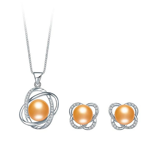 Sterling Silver Freshwater Pearl Necklace And Earring Set