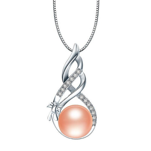 Spiral Freshwater Pearl Pendant Pink