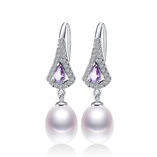 Freshwater Pearl Crystal Drop Earrings