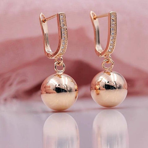 585 Rose Gold Ball Earrings