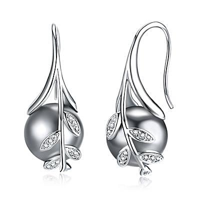 Dangling Pearl Earrings Rhodium Plated - trinkets.pk