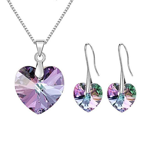 Crystal Heart Pendant & Earrings