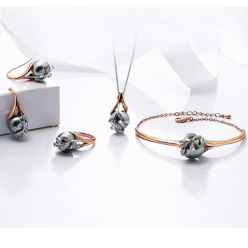 Rose Gold Pearl Jewelry Set