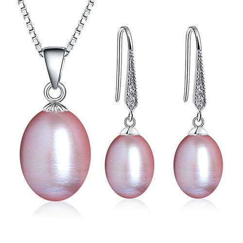 Sterling Silver Freshwater Pearl Jewelry Set Purple