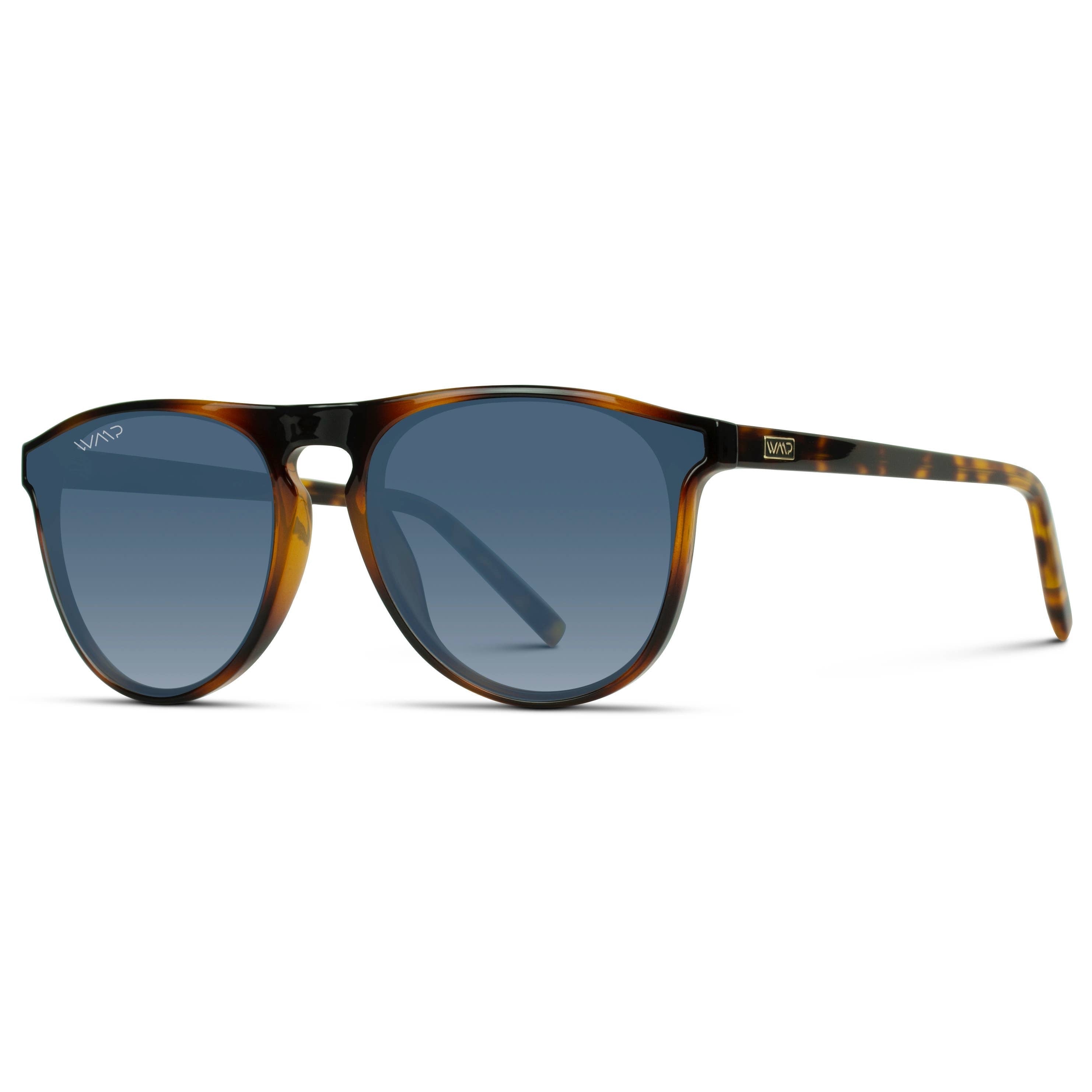 Emerson Modern One Bridge Square Retro Polarized Aviator: Whiskey Brown / Gradient Blue Lens