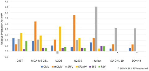 PromoterTest Assay - relative expression of various promoters