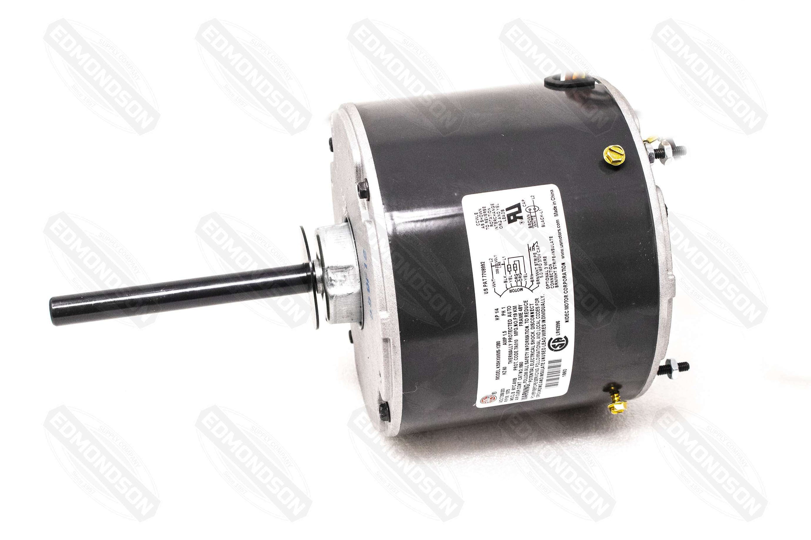 Edmondson Supply | US Motors 1860 5.6" Condenser Fan Motor, 208-230V, 1/4 HP, 1075 RPM, PSC, TEAO