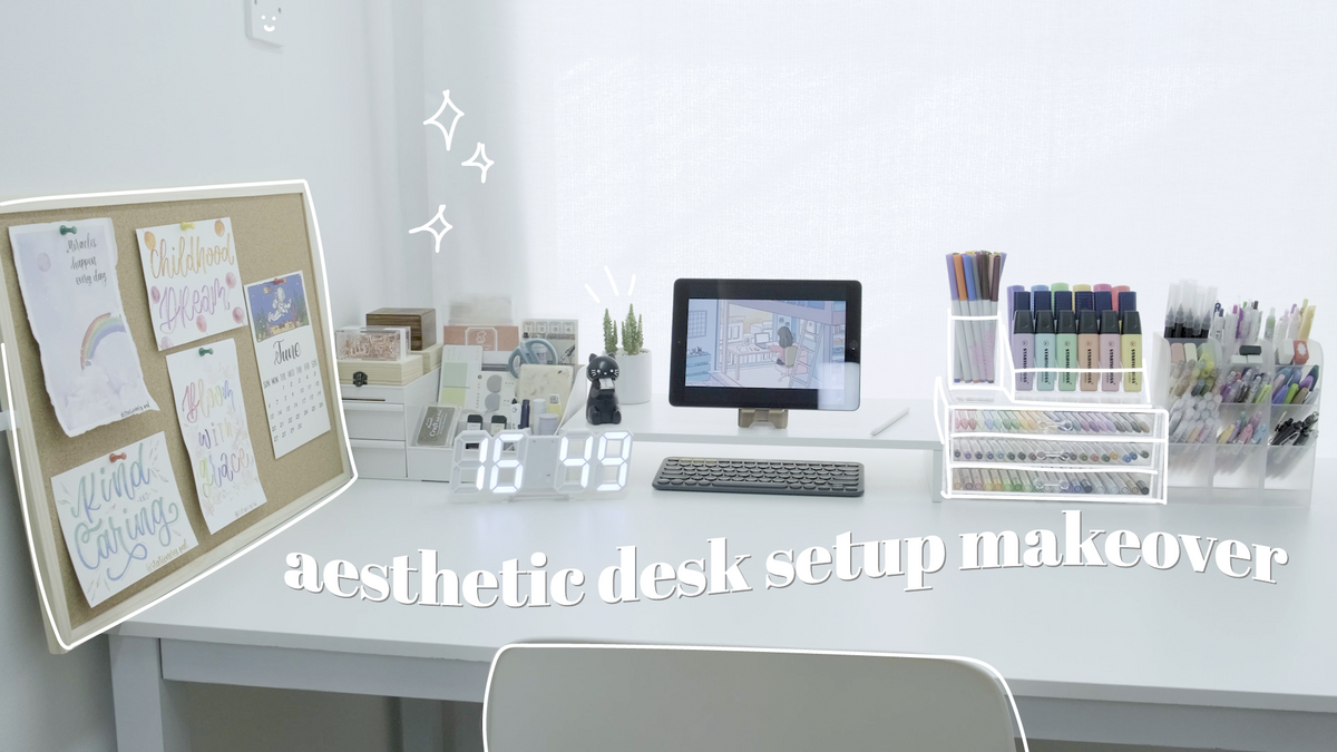 Aesthetic Desk Setup Makeover Stationery Organization On Youtube — Stationery Pal 7642