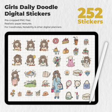 390 Cute Digital Daily Stickers Pack