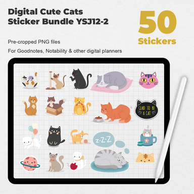 CATS Digital Stickers for Goodnotes, Kitten Pre-cropped Digital