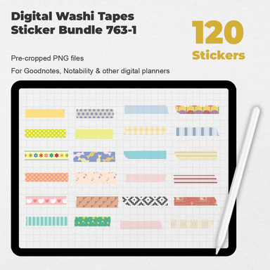 135 Digital Doodle Washi Tape Stickers — Stationery Pal