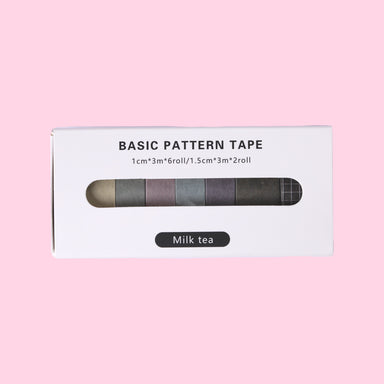 8 Rolls Basic Washi Tape Set  Black& White simple washi tape –