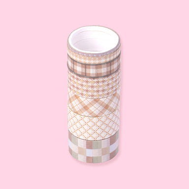 Grid Pattern Washi Tape - Set of 6 - Pink — Stationery Pal