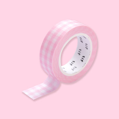 Gingham Polka Dot Decorative Masking Washi Tape - Pink - A