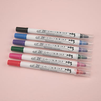  Kuretake ZIG Clean Color DOT markers 4 colors set, Dual tip,  for Bullet Journals, Crafts, Illustration, Lettering 0.5mm fine tip on one  end and a Flexible dot tip, AP-Certified, Made in