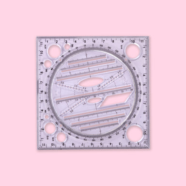 Multi-Function Acrylic Circular Transparent Ruler for Drawing