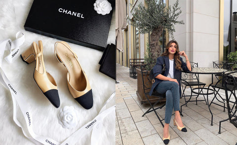 Chanel Slingback in Beige, Luxury, Sneakers & Footwear on Carousell