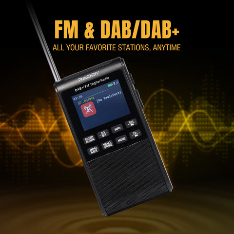 RD939 Digital radio with 5W speaker and detailed components on a dark background