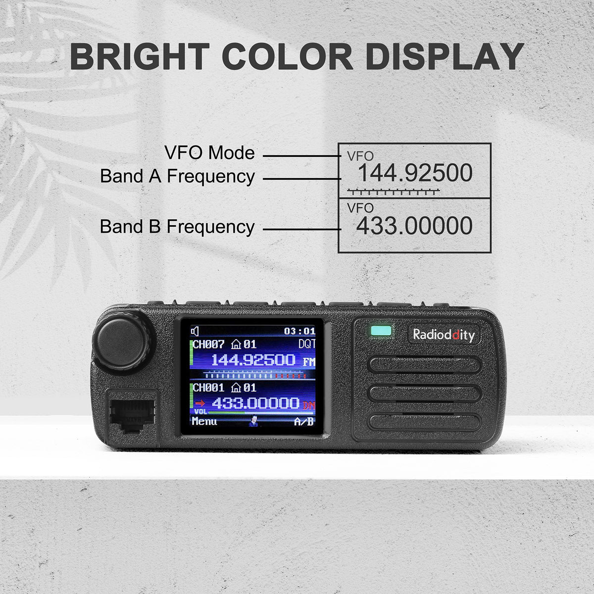 Radioddity DB25-D Mini Mobile Radio | 20W | Analog & Digital DMR | VHF & UHF Dual Band | GPS / APRS | SMS | Color Screen | 300000 Contacts