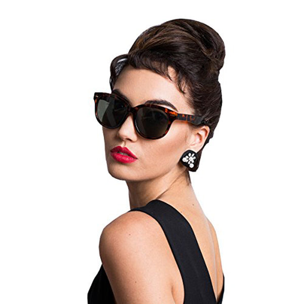 Hudiefly, Audrey Hepburn-the Breakfast at Tiffany's Costume Black Earrings  & Cat-eyed Tortoiseshell Sunglasses Accessories Set
