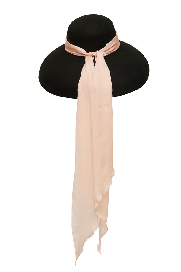 Silk Flower Roll Up Brim Wool Felt Hat 400787 Winter White - Fit