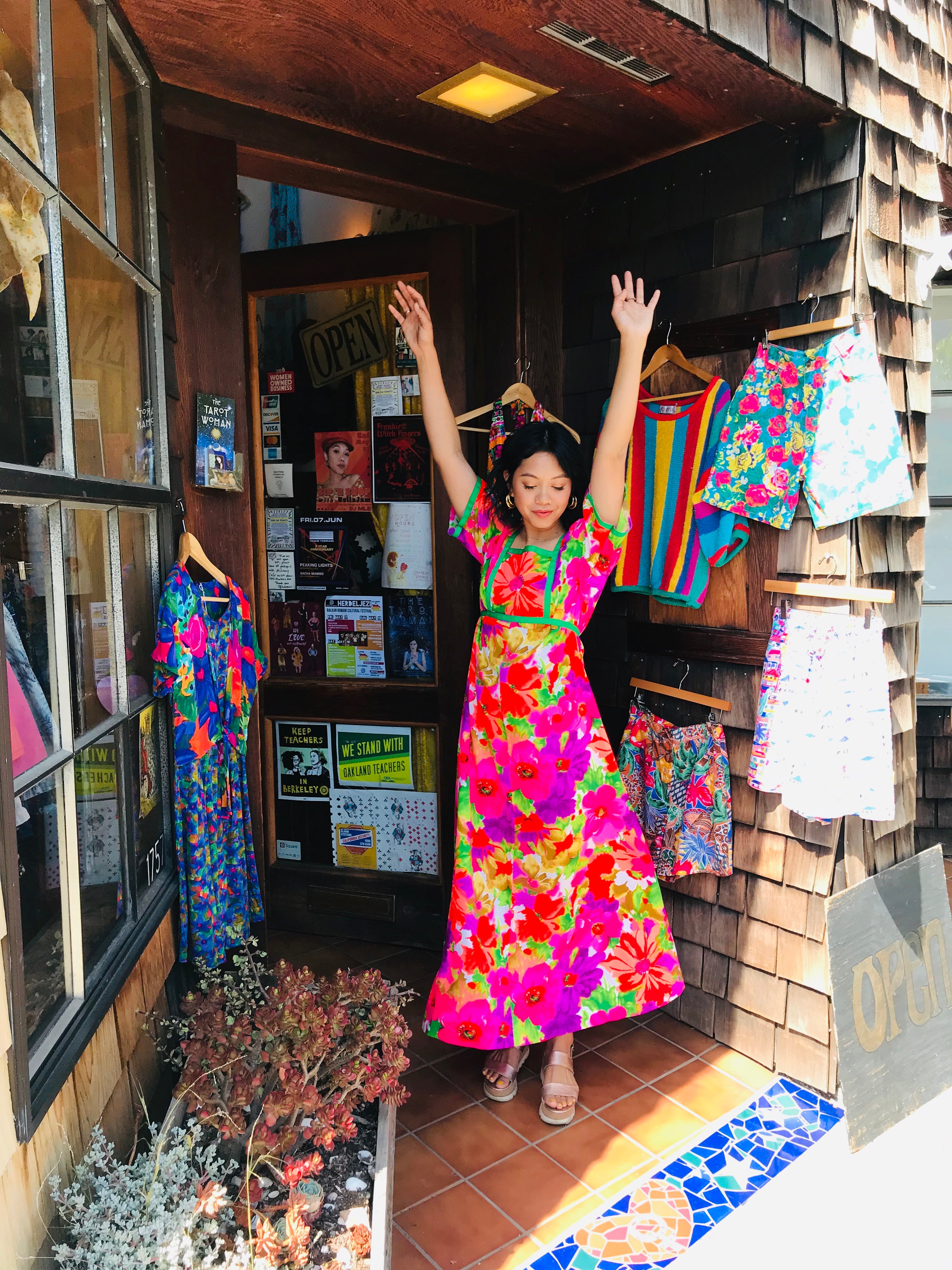 Neon flower power maxi dress!