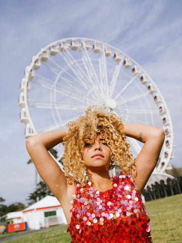 SF ferris wheel glamour shot with Anny Barros wearing Empress Vintage!